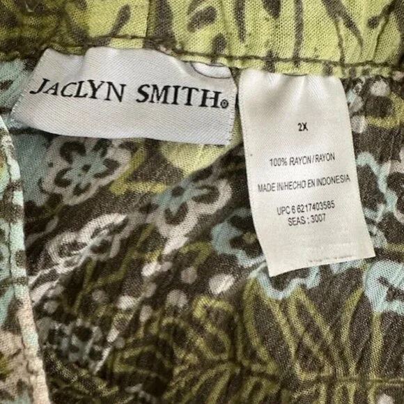 Jaclyn Smith Ladies Skirt 2X Olive Floral Knee Length Soft Pleats - Picture 3 of 5